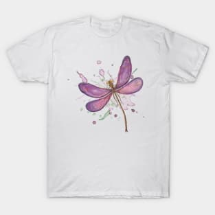 Dragonfly Pink Watercolor T-Shirt